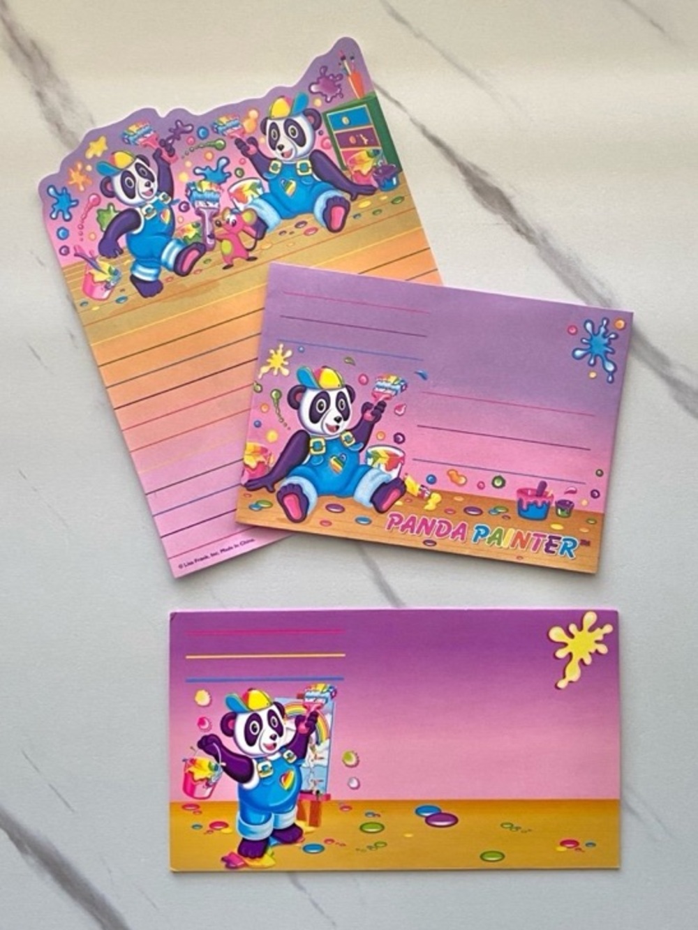 VTG Lisa Frank Panda Painter stationery 3pc set